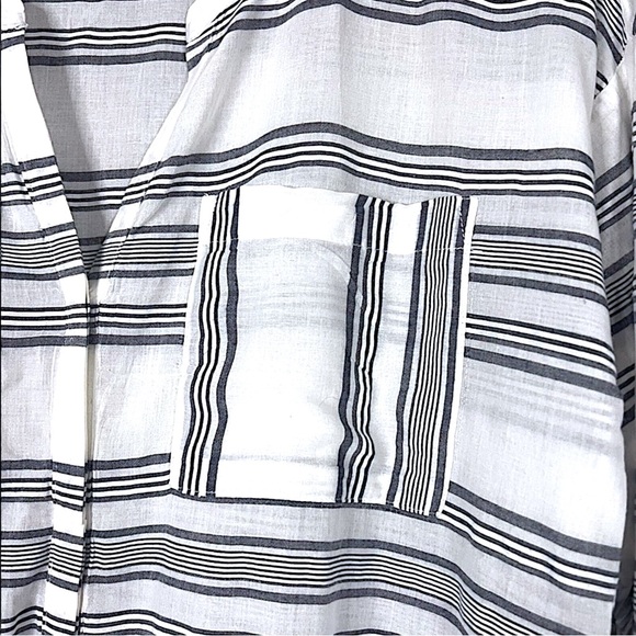 Old Navy Stripe Button Down V Neck Shirt Tunic Top - Picture 11 of 16